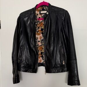 Massimo Dutti Quilted Black Leather Jacket